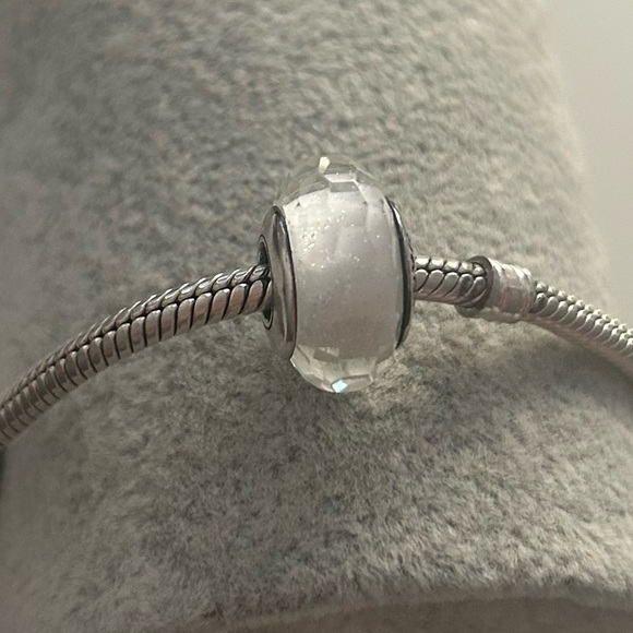 Pandora White Faceted Fascinating Glass Bead Charm - Picture 2 of 8
